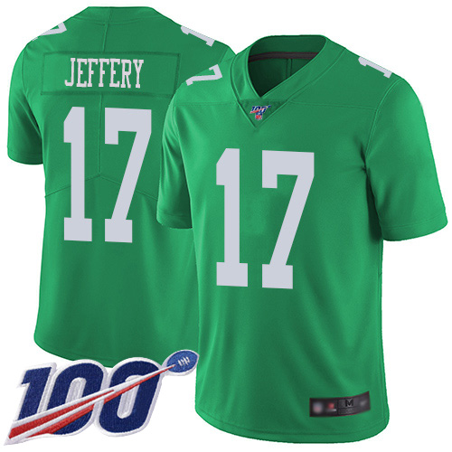 Nike Eagles #17 Alshon Jeffery Green Men's Stitched NFL Limited Rush 100th Season Jersey