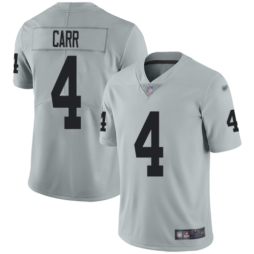 Nike Raiders #4 Derek Carr Silver Men's Stitched NFL Limited Inverted Legend Jersey