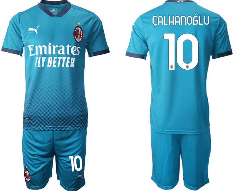 2020-21 AC Milan away 10# CALHANOGLU blue soccer jerseys