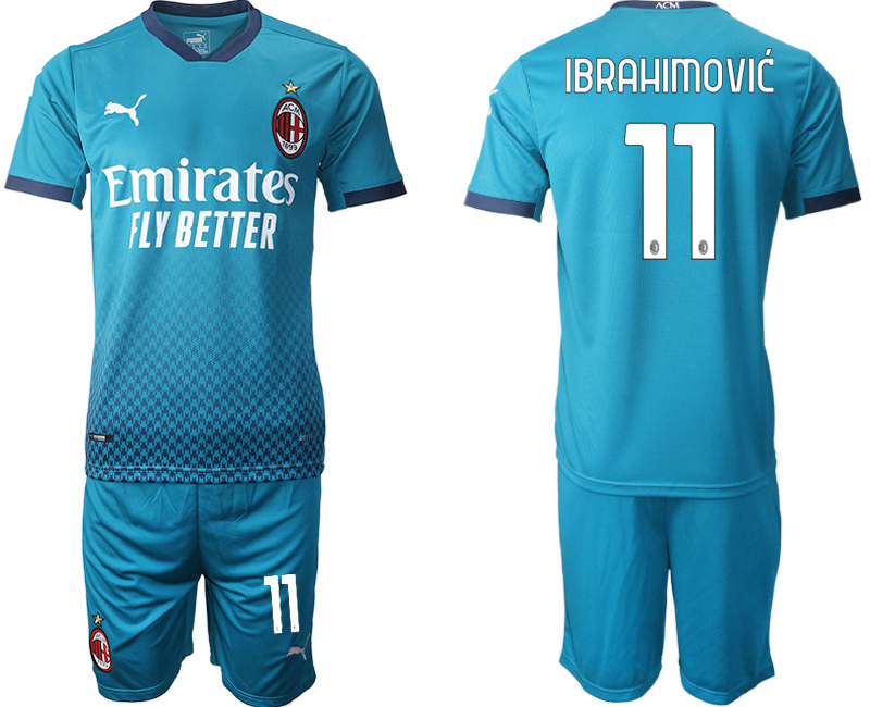 2020-21 AC Milan away 11# IBRAHIMOVIC blue soccer jerseys