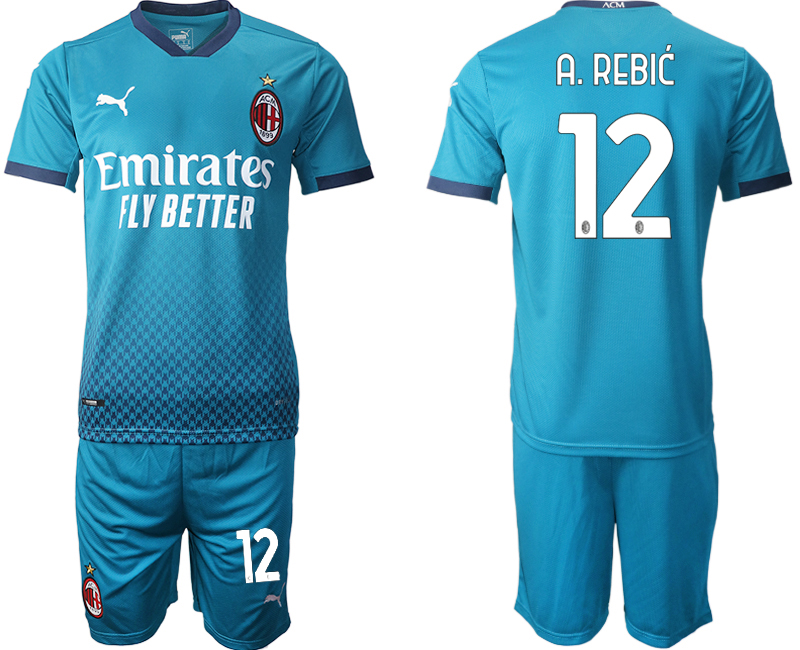 2020-21 AC Milan away 12# A.REBIC blue soccer jerseys