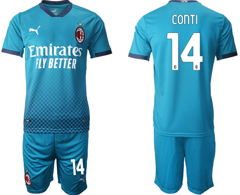 2020-21 AC Milan away 14# CONTI blue soccer jerseys