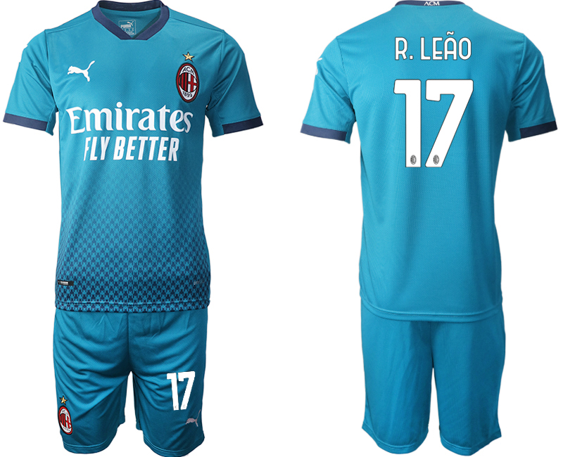 2020-21 AC Milan away 17# R.LEAO blue soccer jerseys