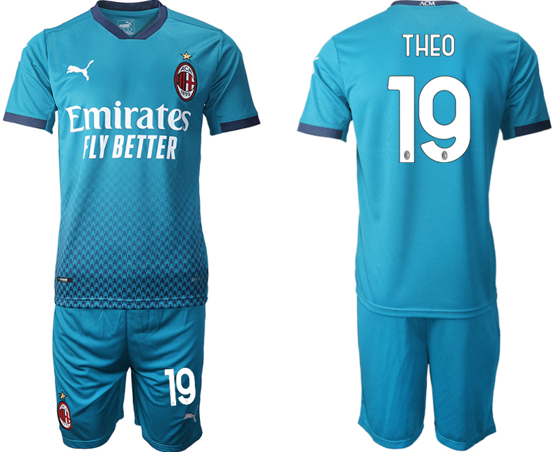 2020-21 AC Milan away 19# THEO blue soccer jerseys