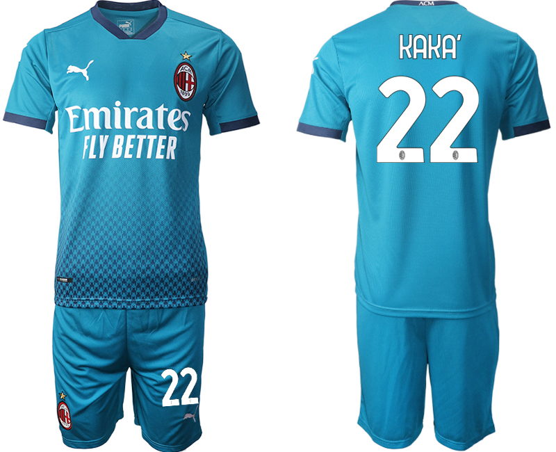 2020-21 AC Milan away 22# KAKA blue soccer jerseys