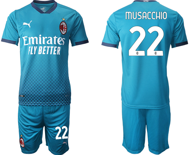 2020-21 AC Milan away 22# MUSACCHIO blue soccer jerseys