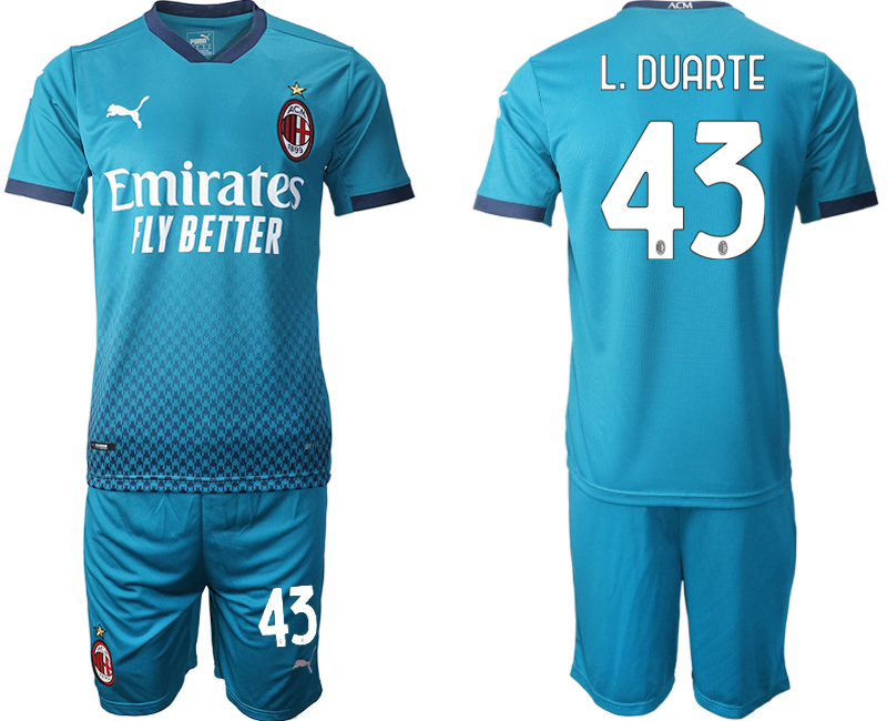 2020-21 AC Milan away 43# L.DUARTE blue soccer jerseys