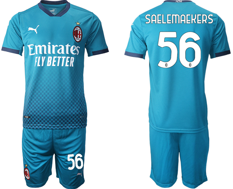 2020-21 AC Milan away 56# SAELEMAEKERS blue soccer jerseys