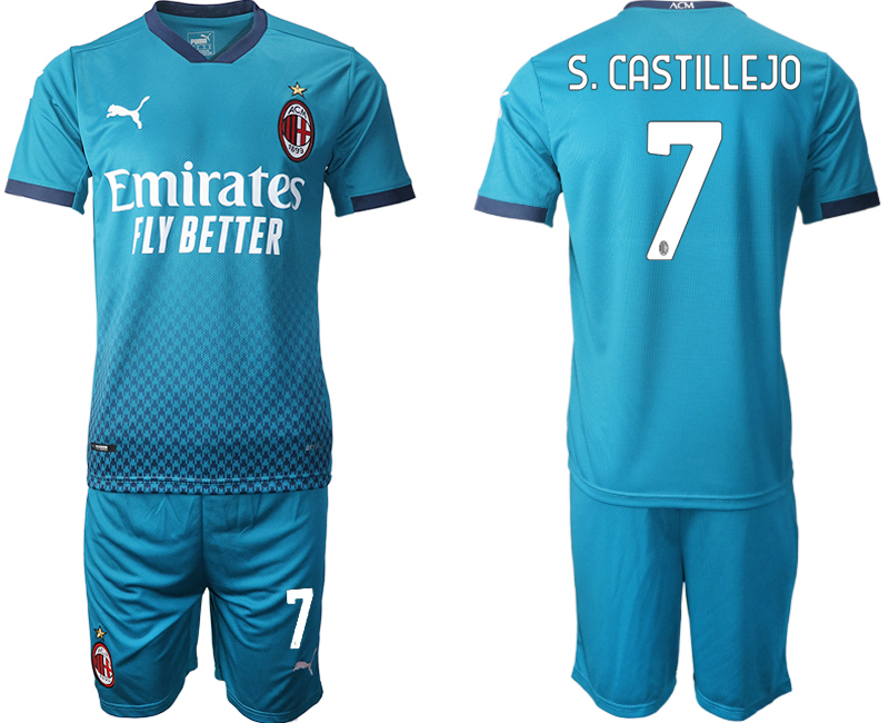 2020-21 AC Milan away 7# S.CASTILLEJO blue soccer jerseys