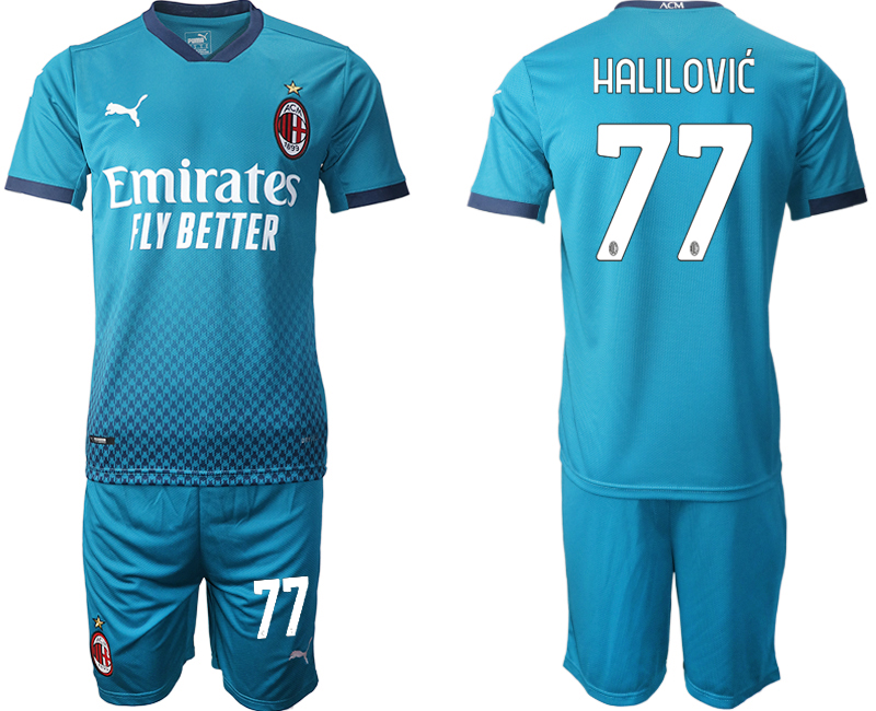 2020-21 AC Milan away 77# HALILOVIC blue soccer jerseys