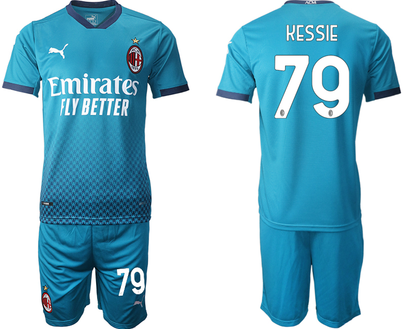 2020-21 AC Milan away 79# KESSIE blue soccer jerseys