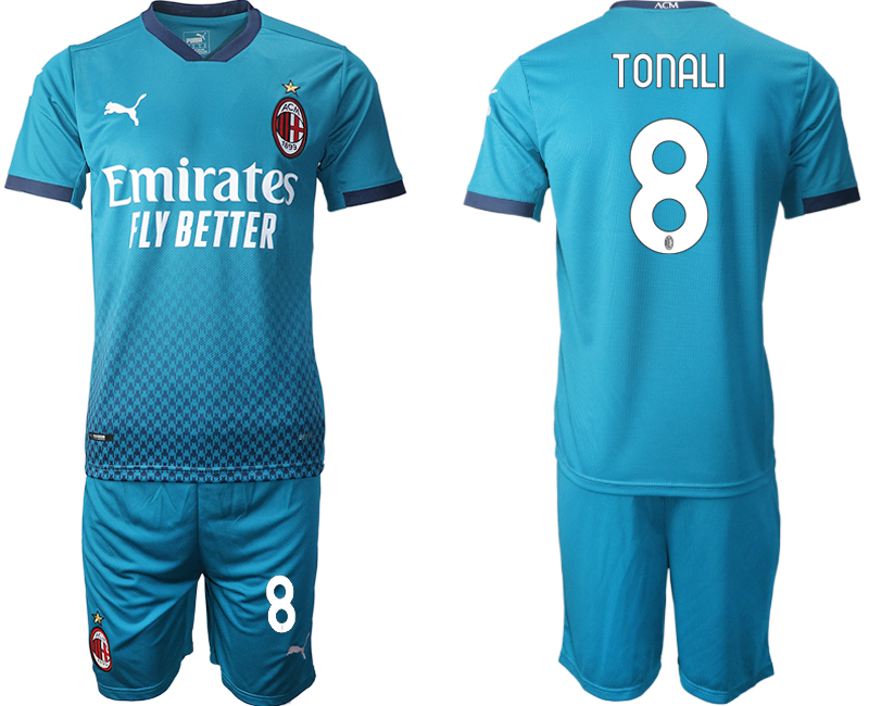 2020-21 AC Milan away 8# TONALI blue soccer jerseys