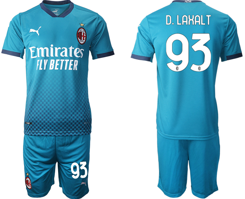 2020-21 AC Milan away 93# D.LAXALT blue soccer jerseys