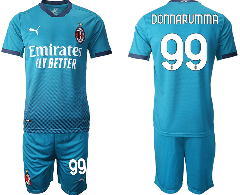 2020-21 AC Milan away 99# DONNARUMMA blue soccer jerseys