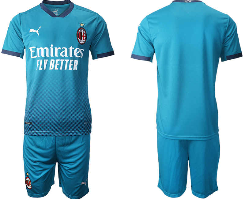 2020-21 AC Milan away blue soccer jerseys