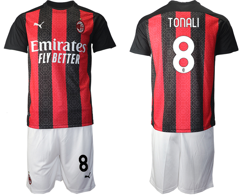 2020-21 AC Milan home 8# TONALI soccer jerseys