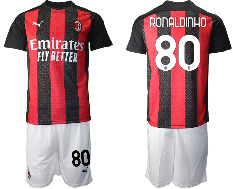 2020-21 AC Milan home 80# RONALDINHO soccer jerseys