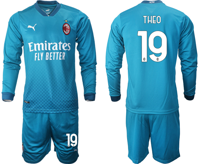 2020-21 AC milan away 19# THEO long sleeve soccer jerseys