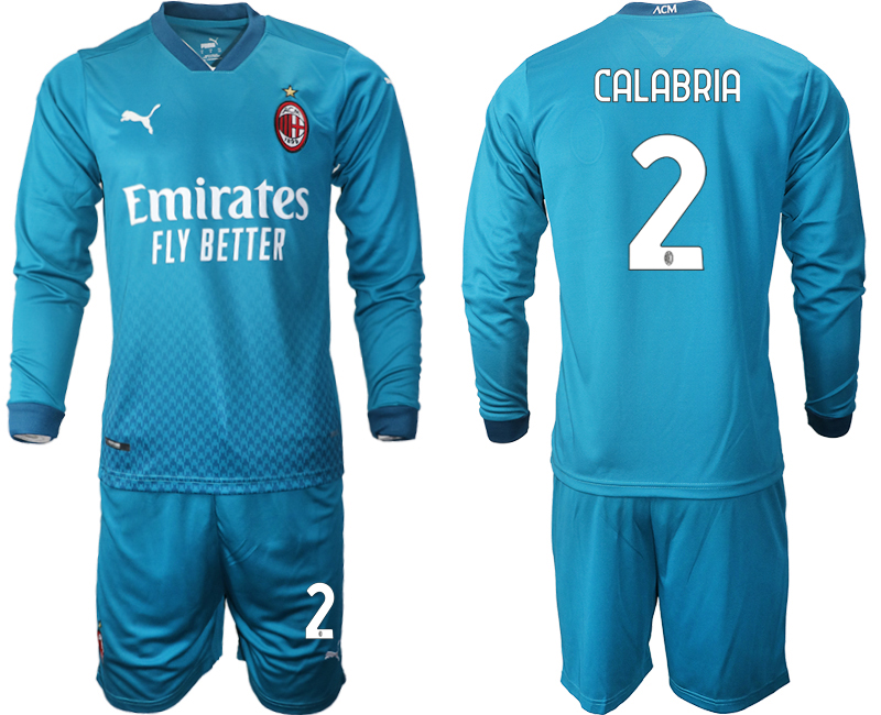 2020-21 AC milan away 2# CALABRIA long sleeve soccer jerseys