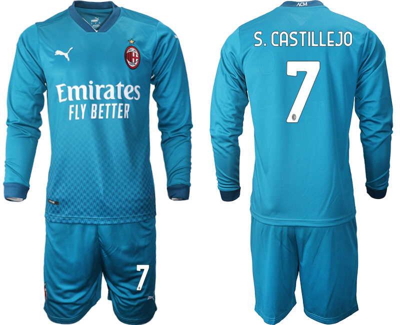 2020-21 AC milan away 7# S.CASTILLEJO long sleeve soccer jerseys