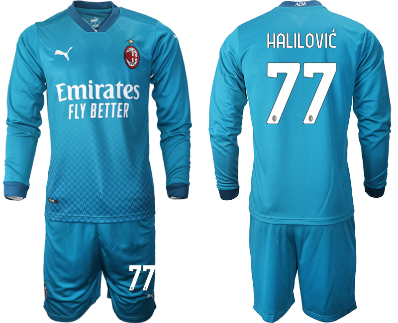 2020-21 AC milan away 77# HALILOVIC long sleeve soccer jerseys