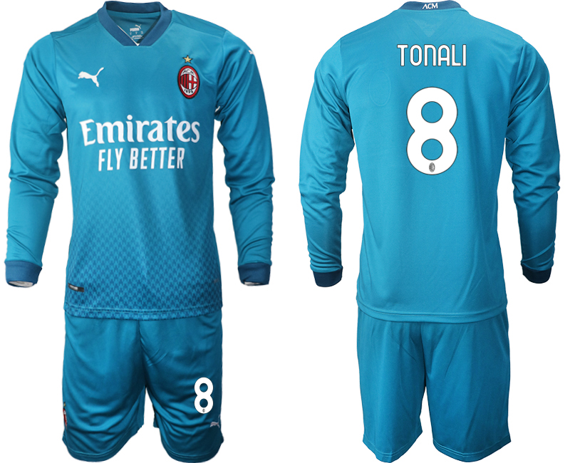 2020-21 AC milan away 8# TONALI long sleeve soccer jerseys