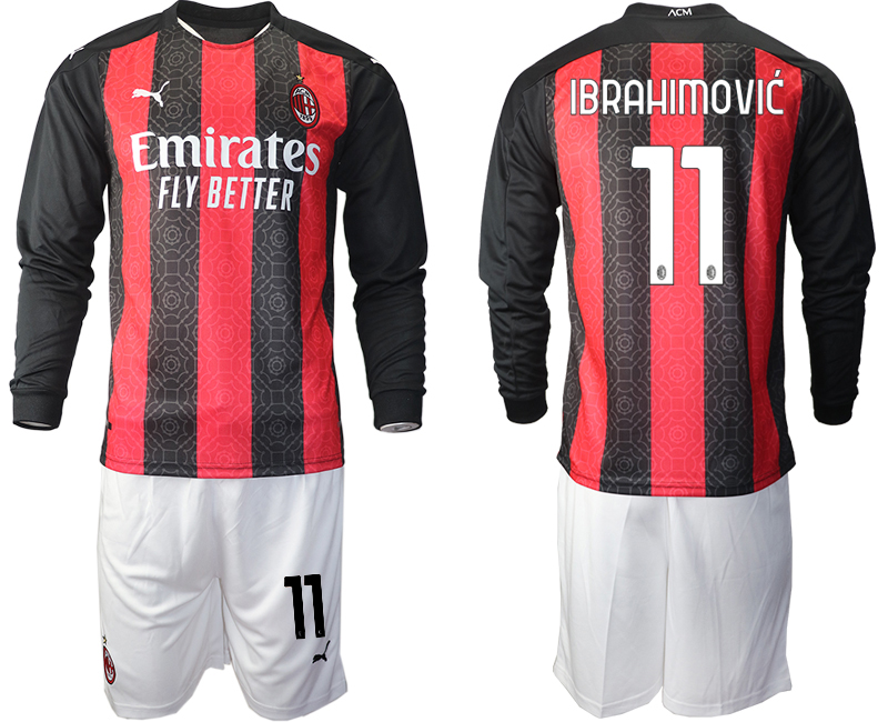 2020-21 AC milan home 11# IBRAHIMOVIC long sleeve soccer jerseys