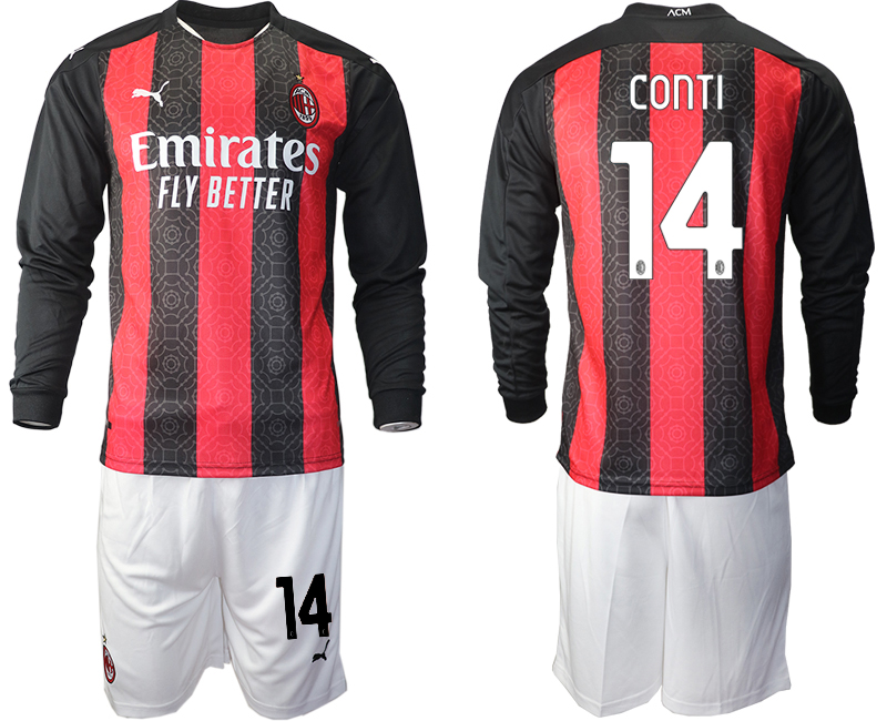 2020-21 AC milan home 14# CONTI long sleeve soccer jerseys