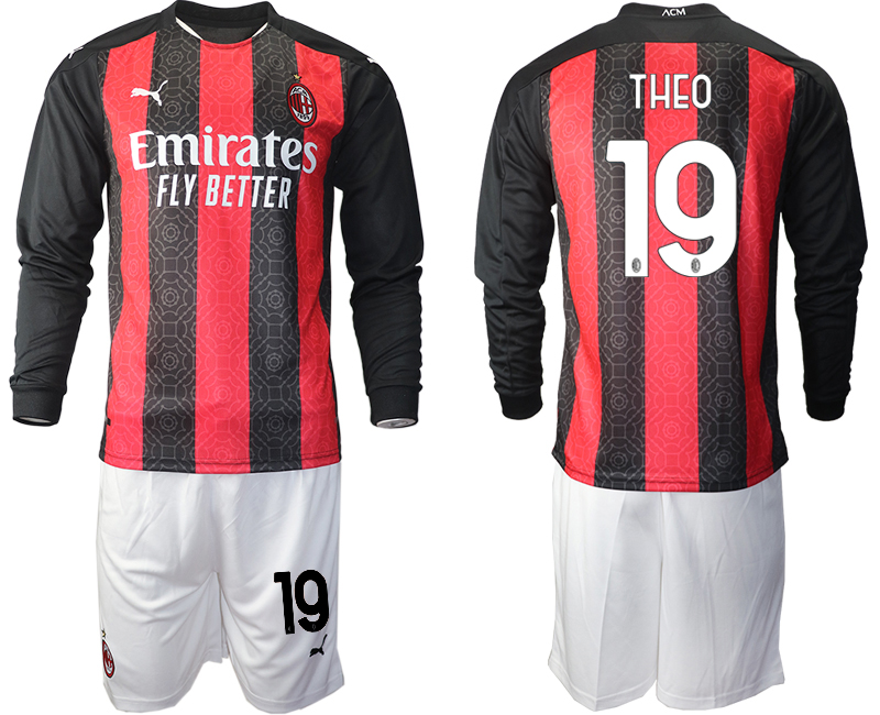 2020-21 AC milan home 19# THEO long sleeve soccer jerseys