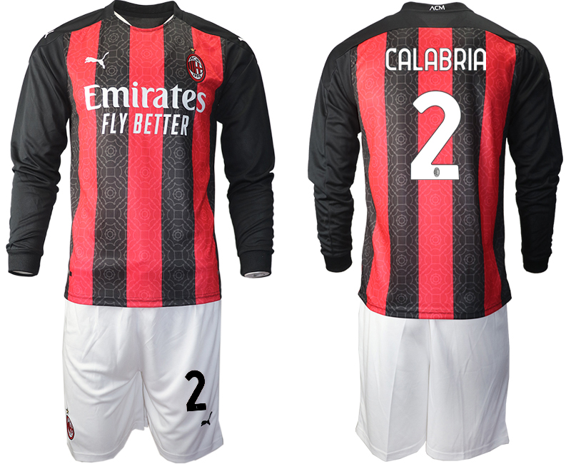 2020-21 AC milan home 2# CALABRIA long sleeve soccer jerseys