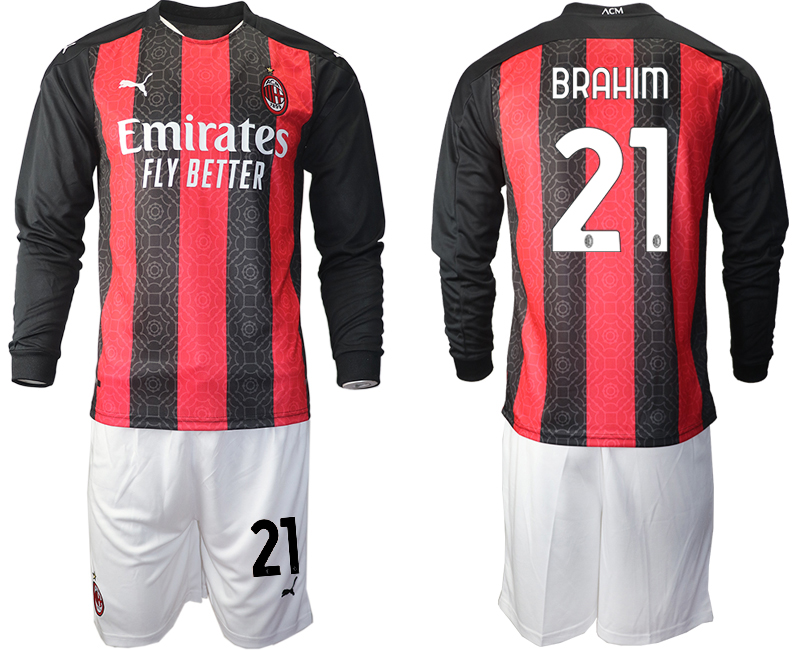 2020-21 AC milan home 21# BRAHIM long sleeve soccer jerseys