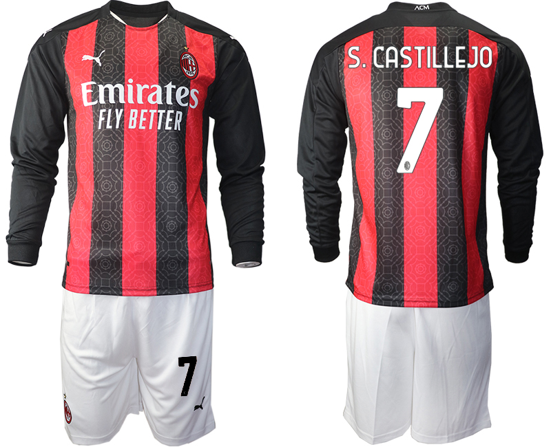 2020-21 AC milan home 7# S.CASTILLEJO long sleeve soccer jerseys