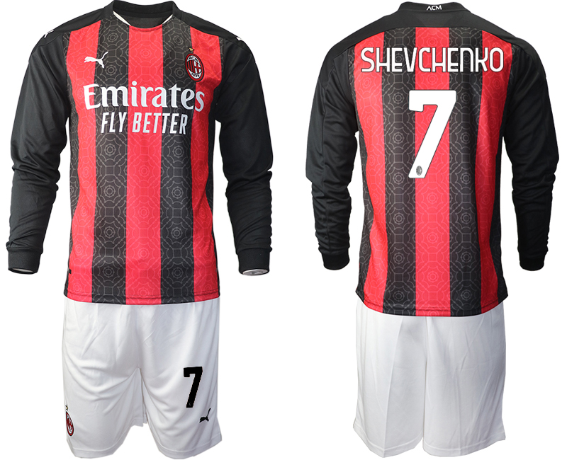 2020-21 AC milan home 7# SHEVCHENKO long sleeve soccer jerseys