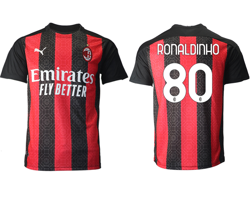 2020-21 AC milan home aaa version 80# RONALDINHO soccer jerseys