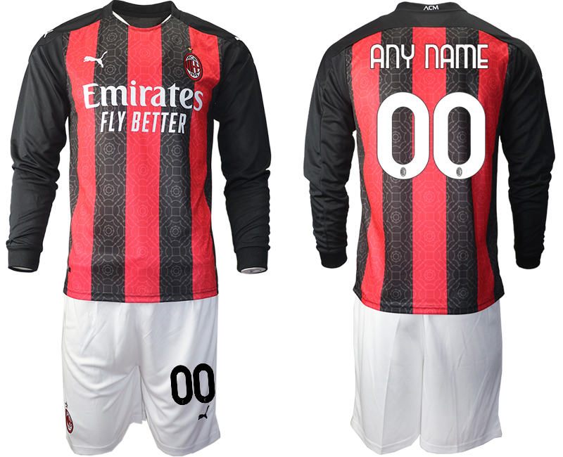 2020-21 AC milan home any name custom long sleeve soccer jerseys