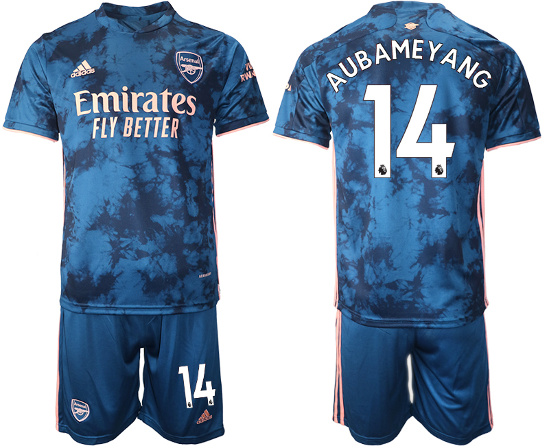 2020-21 Arsenal away 14# AUBAMEYANG blue soccer jerseys