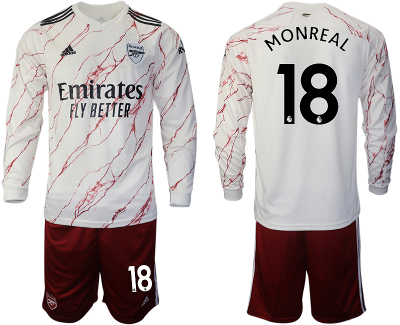 2020-21 Arsenal away 18# MONREAL long sleeve soccer jerseys