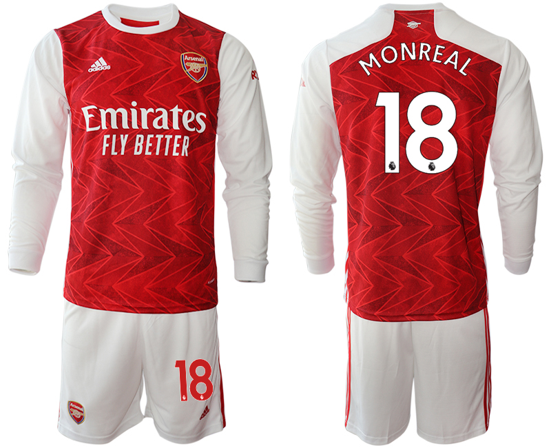 2020-21 Arsenal home 18# MONREAL long sleeve soccer jerseys