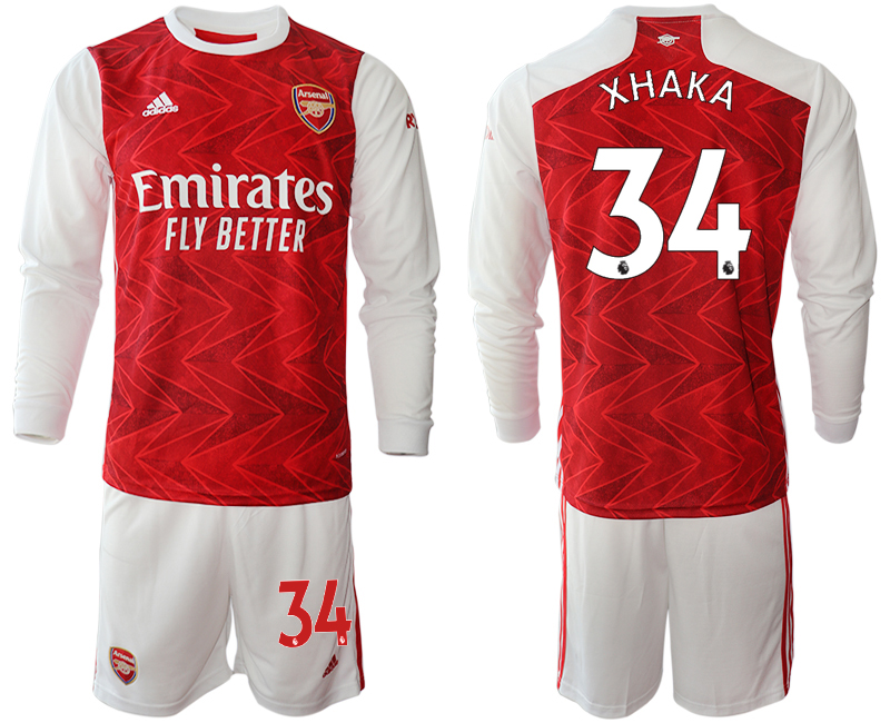 2020-21 Arsenal home 34# XHAKA long sleeve soccer jerseys