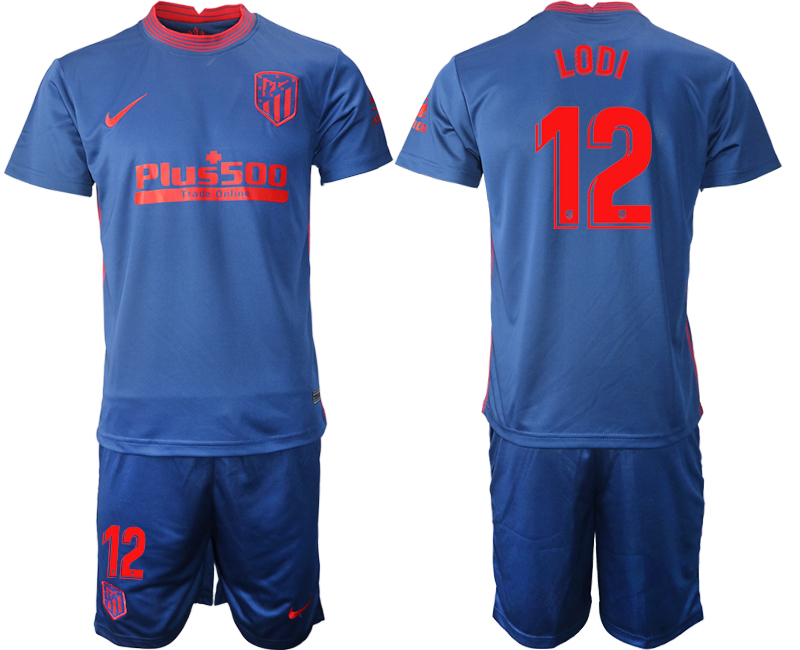 2020-21 Atlético Madrid away 12# LODI blue soccer jerseys