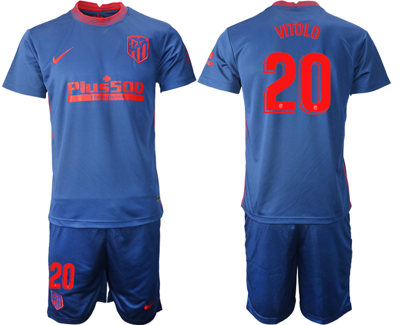 2020-21 Atlético Madrid away 20# VITOLO blue soccer jerseys