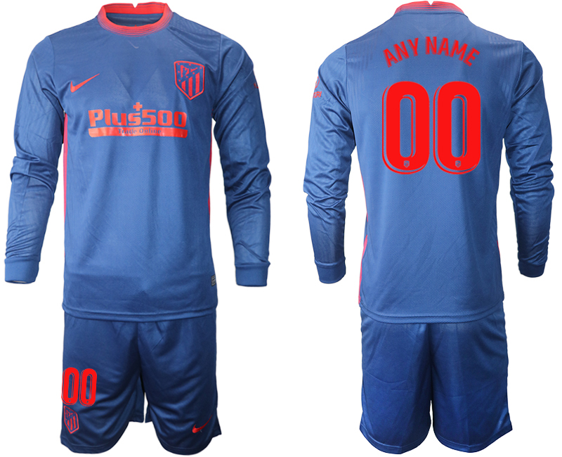 2020-21 Atlético Madrid away any name custom long sleeve soccer jerseys