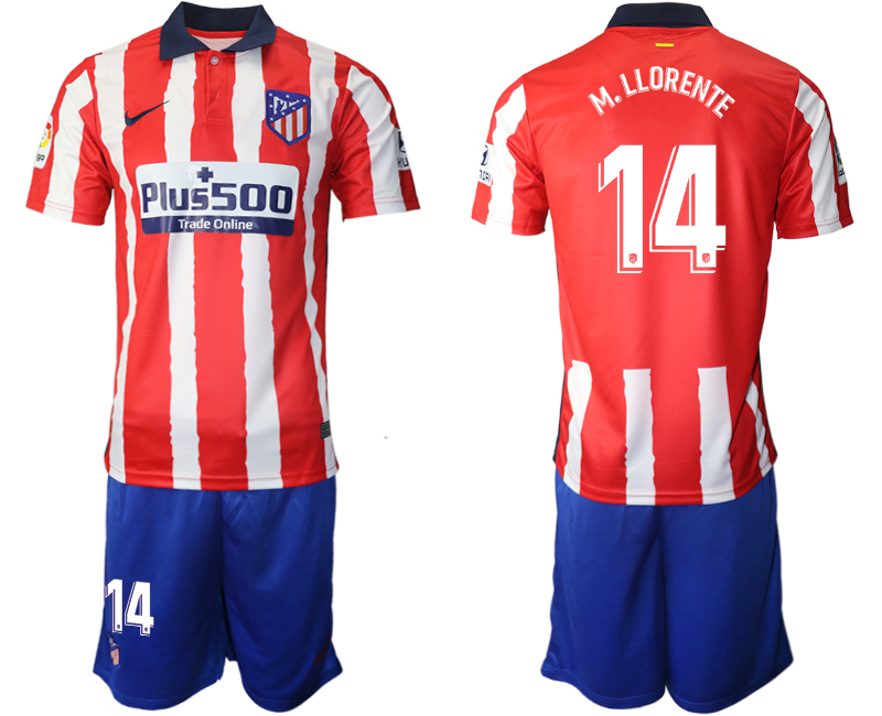 2020-21 Atlético Madrid home 14# M.LLORENTE soccer jerseys