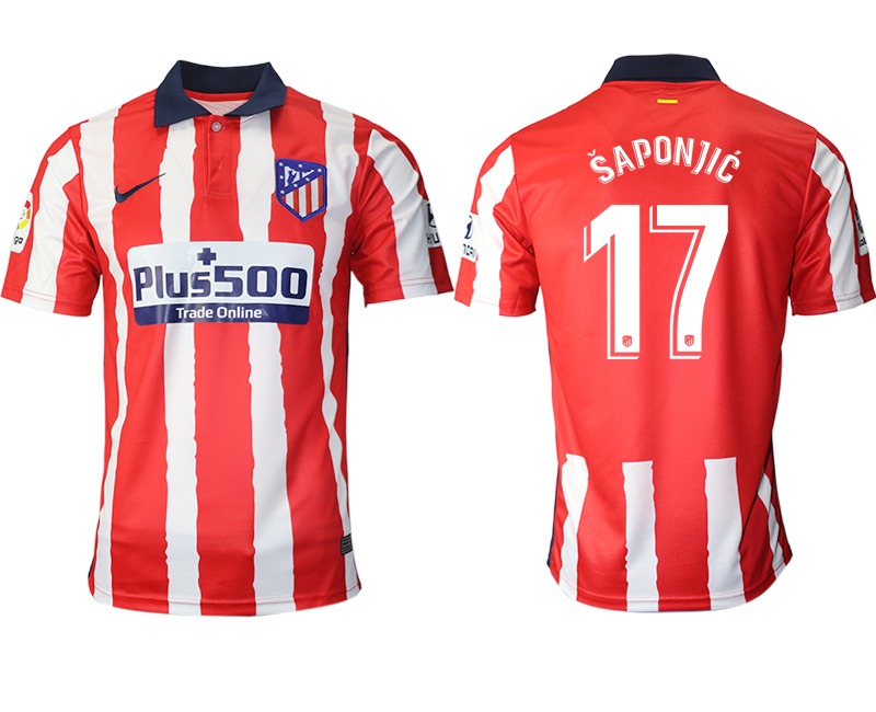 2020-21 Atlético Madrid home aaa version 17# SAPONJIC soccer jerseys