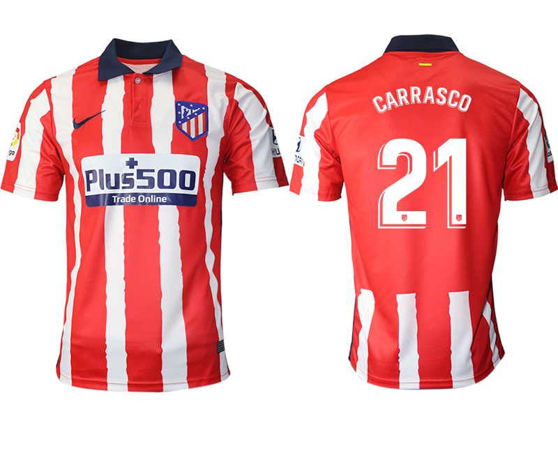 2020-21 Atlético Madrid home aaa version 21# CARRASCO soccer jerseys