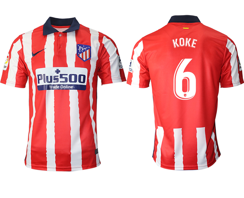 2020-21 Atlético Madrid home aaa version 6# KOKE soccer jerseys