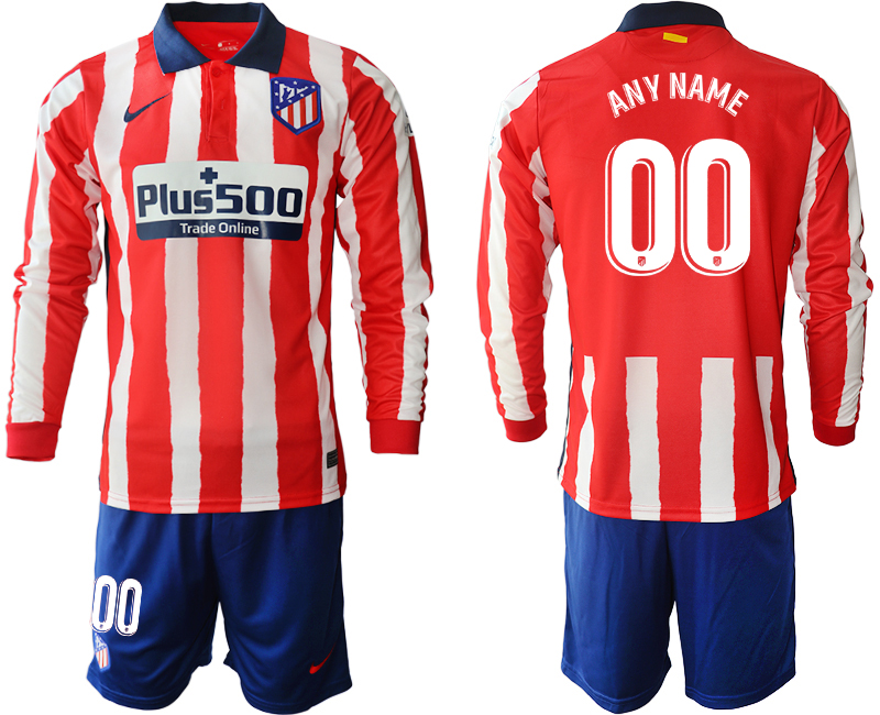 2020-21 Atlético Madrid home any name custom long sleeve soccer jerseys