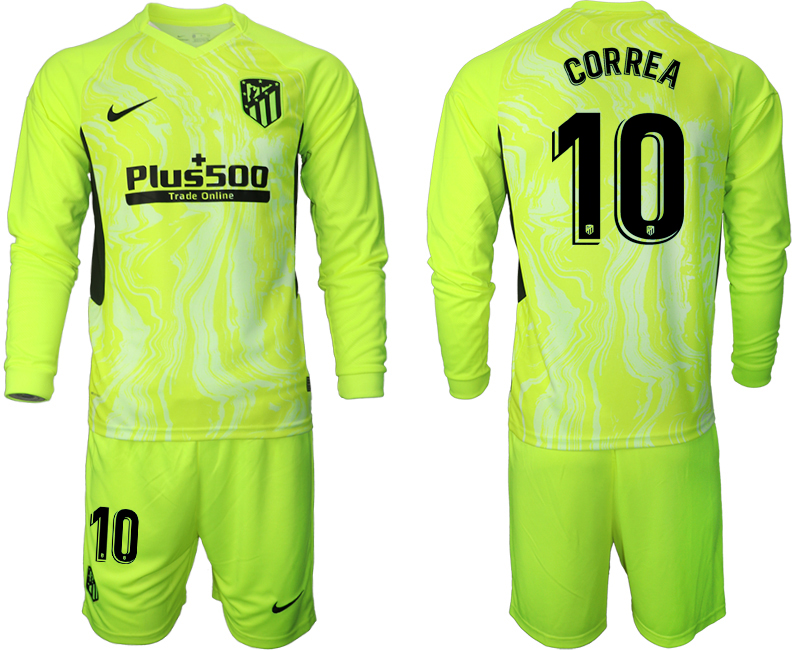 2020-21 Atletico Madrid away  10# CORREA long sleeve soccer jerseys