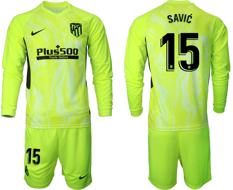 2020-21 Atletico Madrid away  15# SAVIC long sleeve soccer jerseys