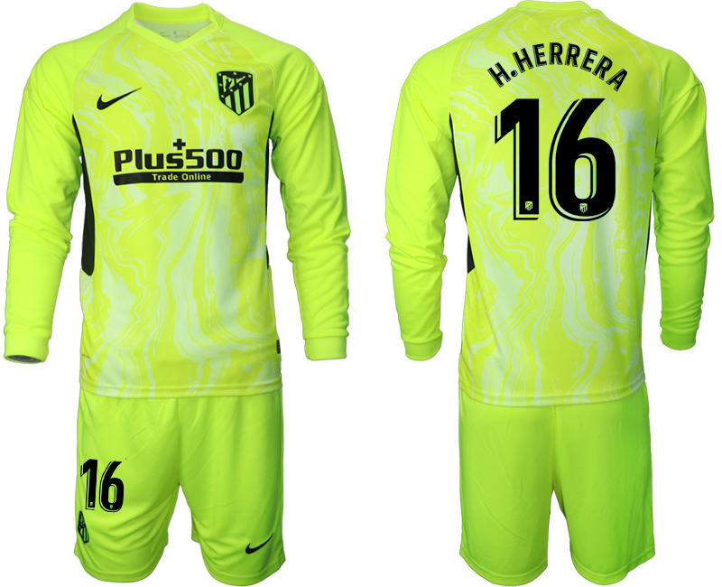 2020-21 Atletico Madrid away  16# H.HERRERA long sleeve soccer jerseys